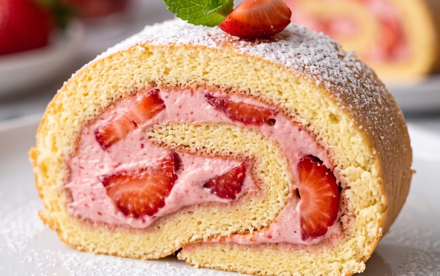 Voici une recette facile pour un gâteau roulé aux fraises délicieux ! Vous allez adorer !