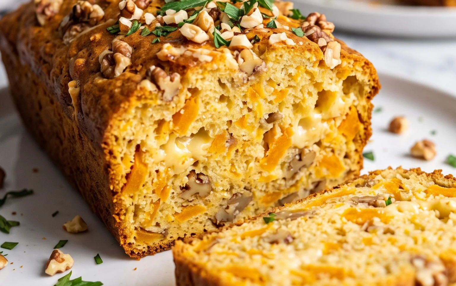 Cake salé à la courge butternut, fromage et noix