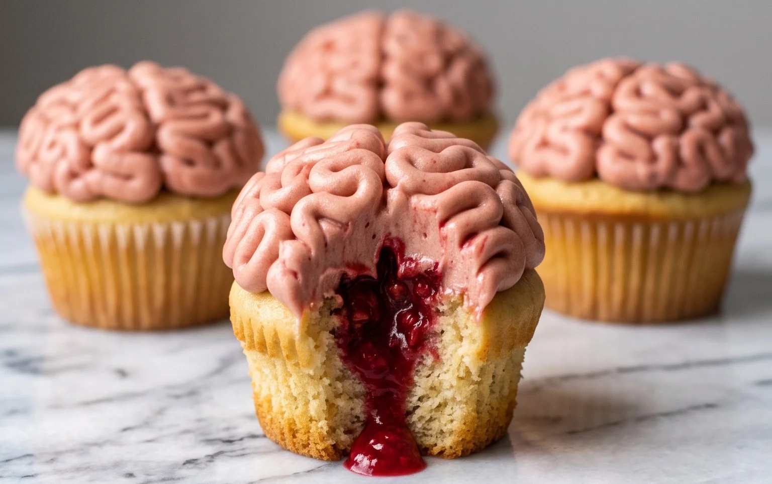 Cupcakes Cerveau Sanglant Halloween : Facile & Terrifiant